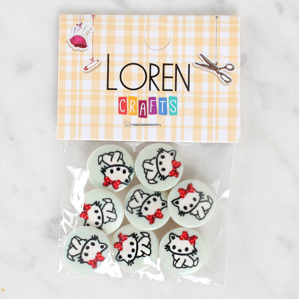 Loren Crafts 8'li Kedi Düğme - 1067